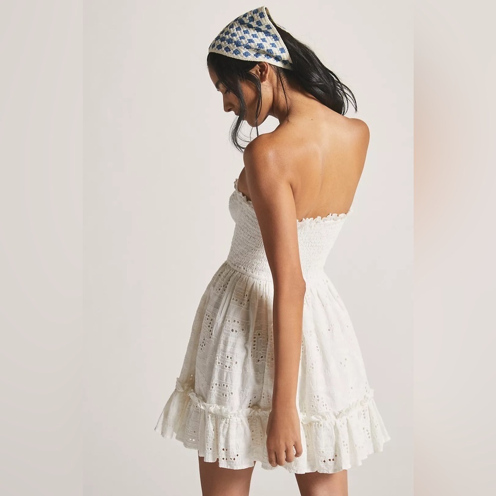 Anthropologie Forever That Girl Eyelet Ruffle Tube Mini Dress - Picture 9 of 11